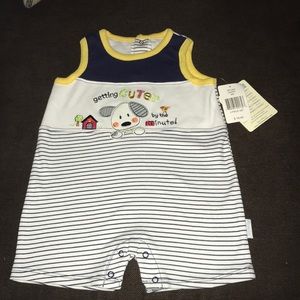 Blue and white striped romper